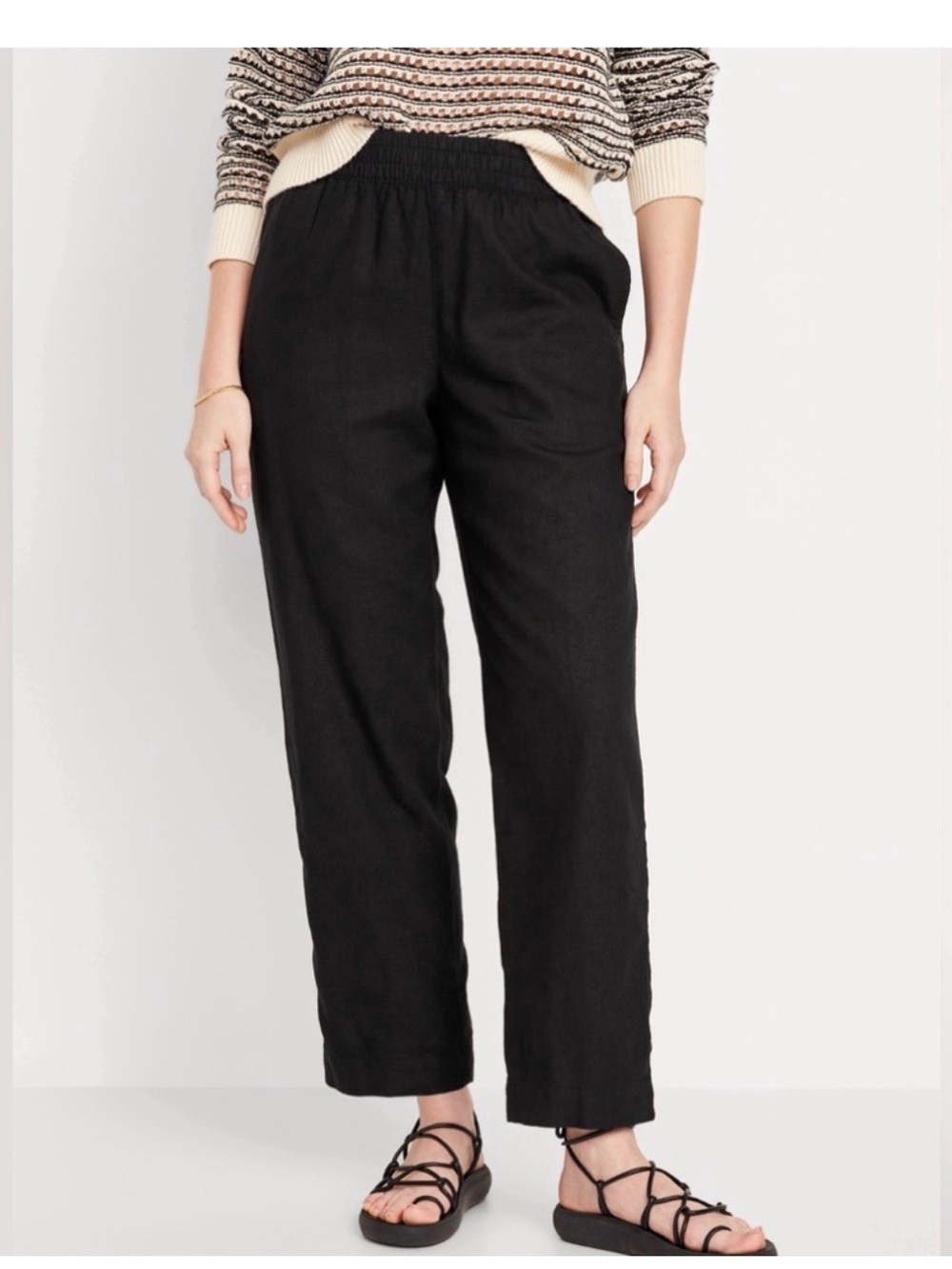 Worn once! Old Navy Linen Blend High Rise Straight Leg